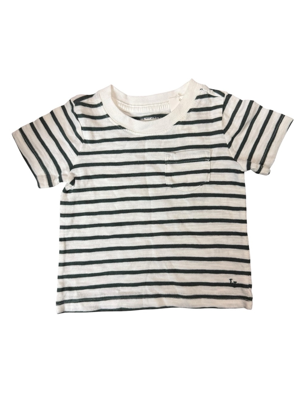 Janie and Jack NEW Boys Short Sleeves Tee white with dark green stripes 6-12m